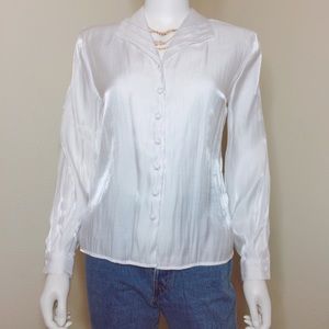 Vintage white button down dress collar blouse
